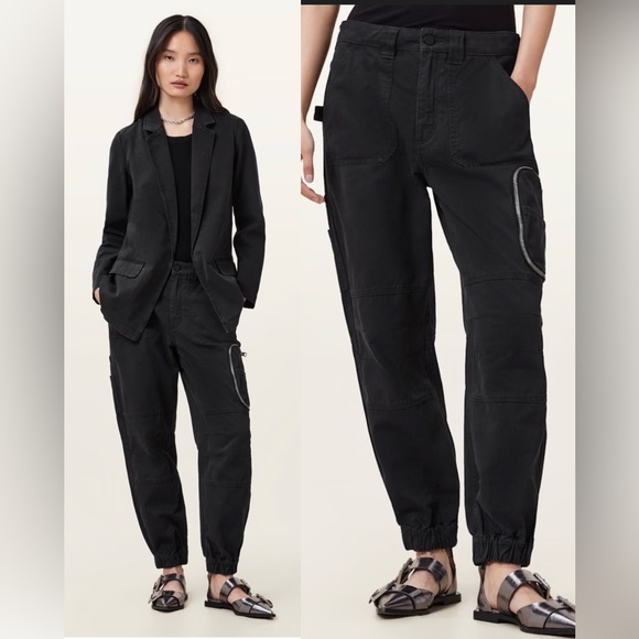 All Saints Pants - All Saints Florence Cargo Jogger Pants Washed Black , size 12
